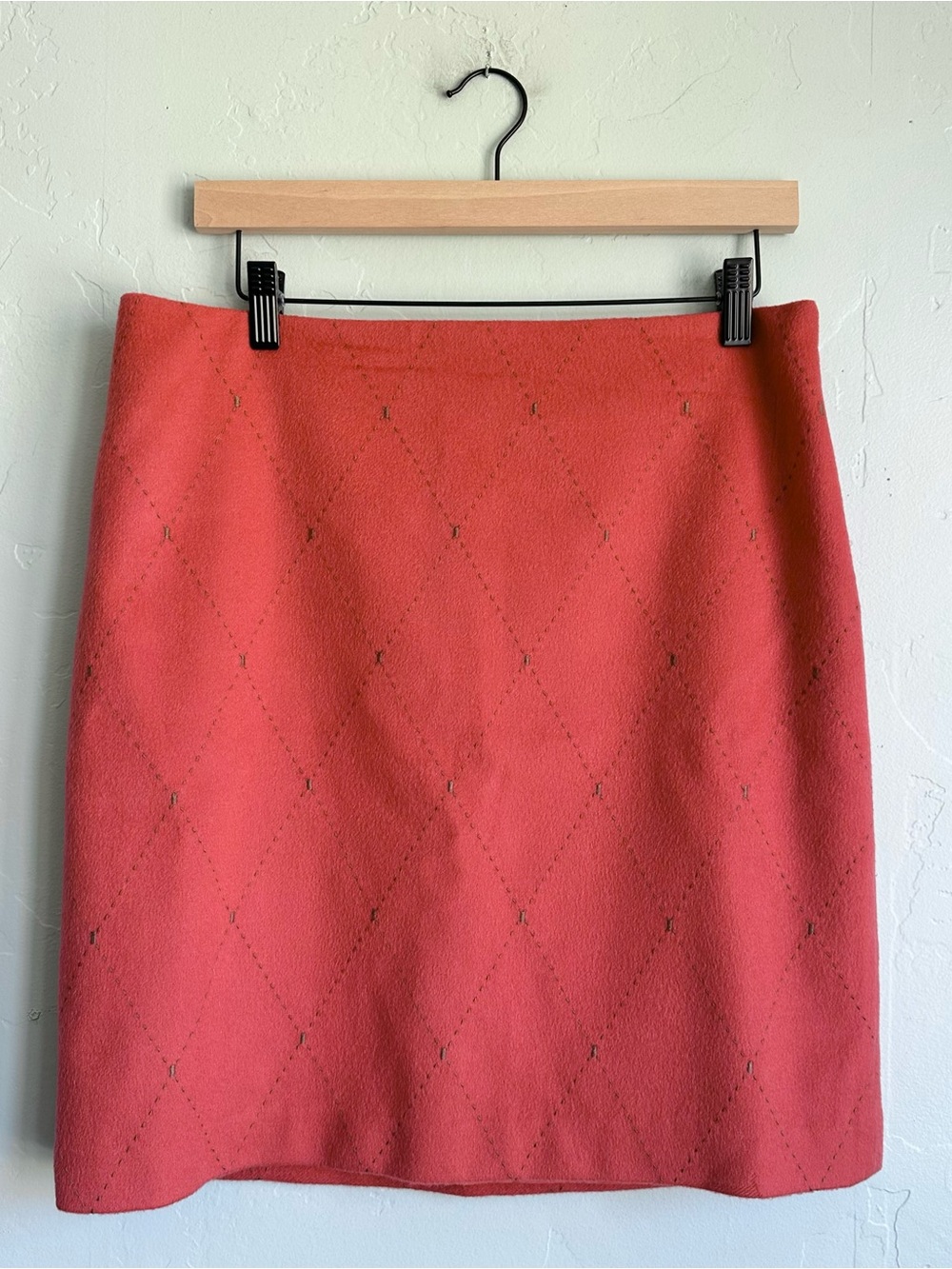 J. McLaughlin Wool Cashmere Diamond Stitch Preppy Fall Straight Skirt Size 10
